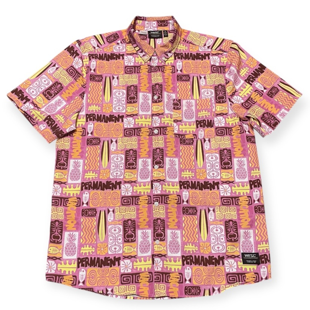 WESC Permanent Vacation Casual Button Down Shirt Hawaiian Vibes Size Medium